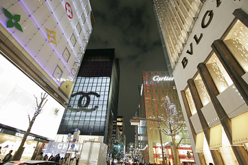 Image of shopping cent displaying luxury brand