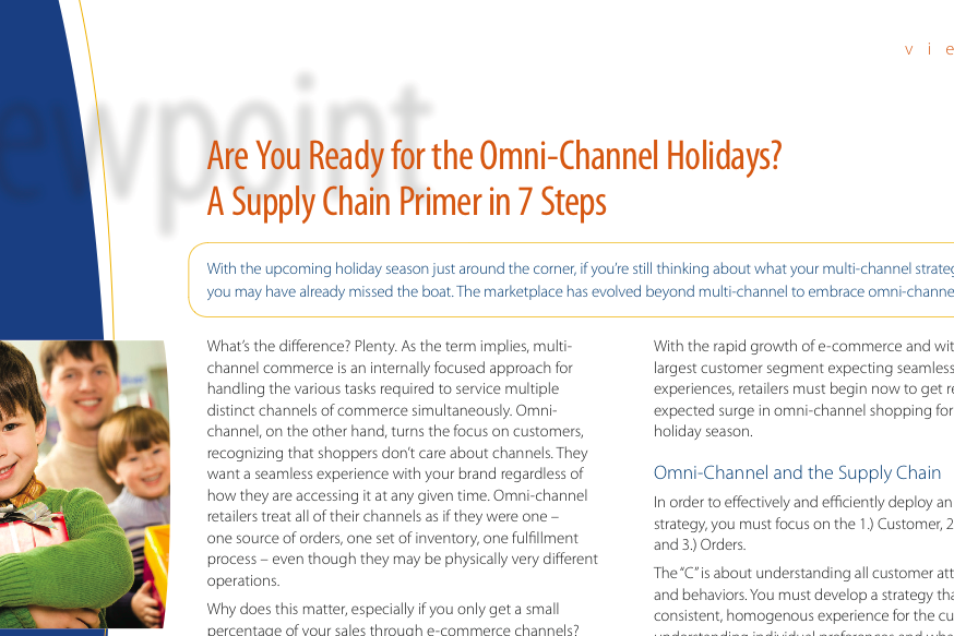 Screenshot: Viewpoint article. Are you ready for the Omni-Channel Holidays? A supply chain primer in 7 steps