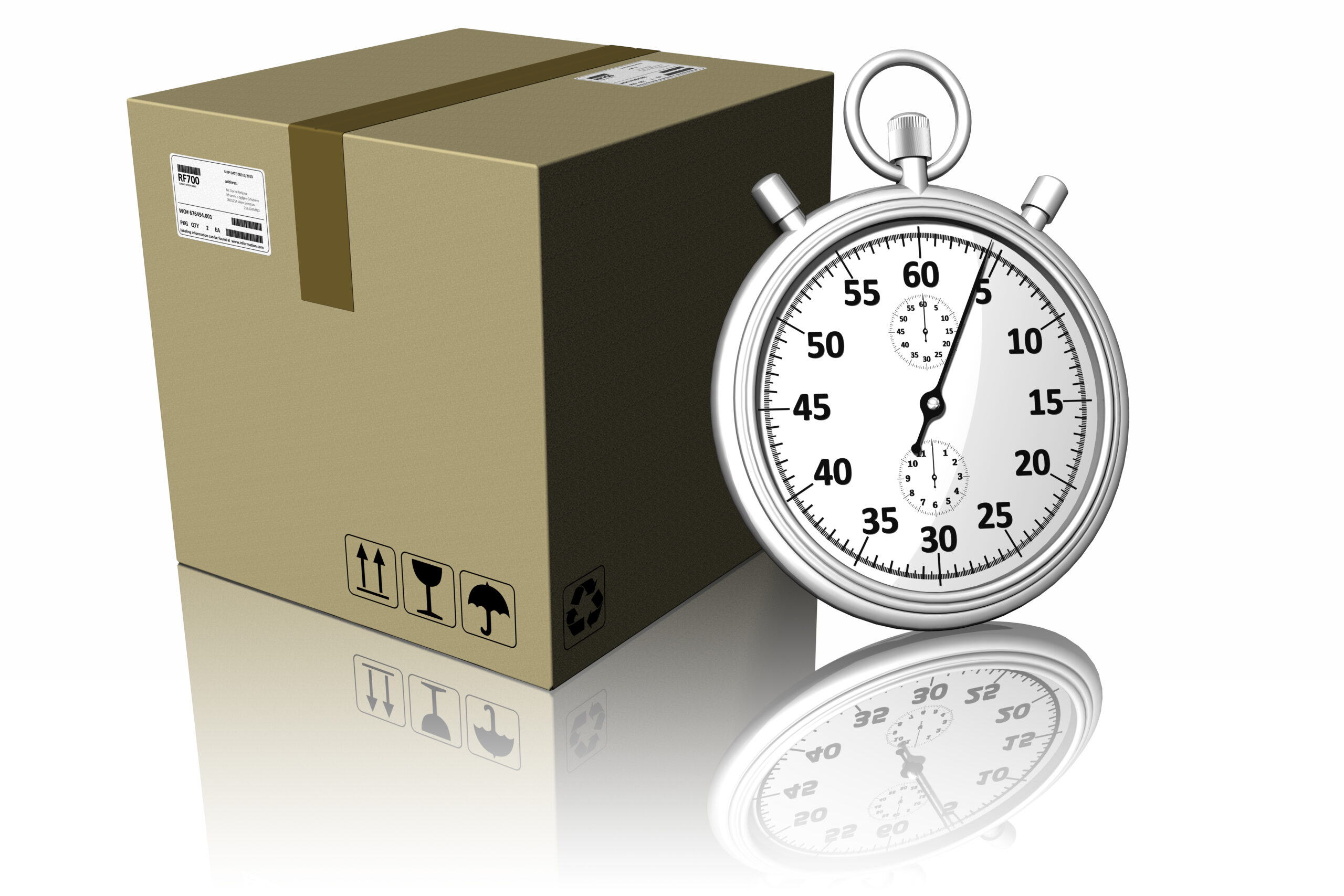 Shipping box and a timing watch