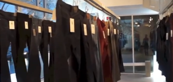 Nice pants hanging in a clothing store