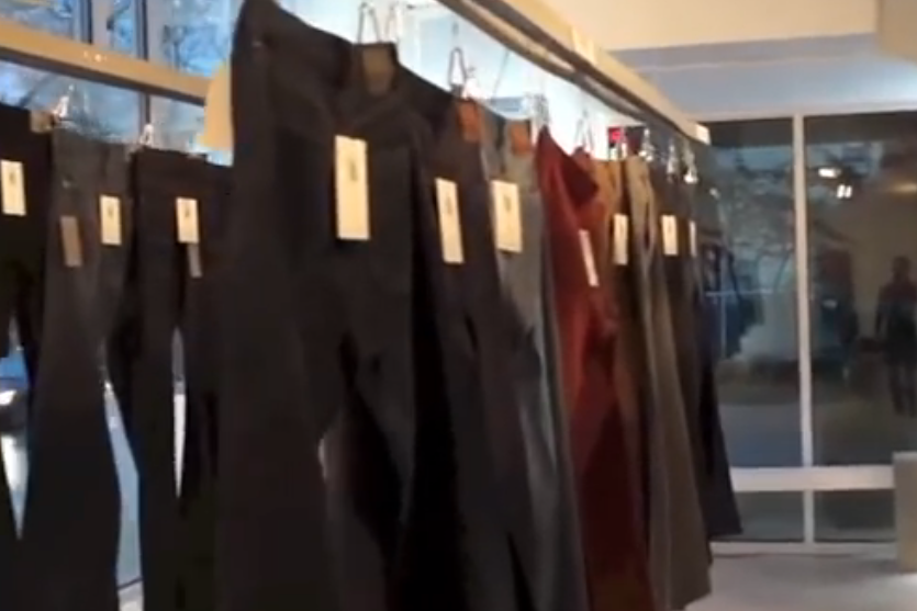 Nice pants hanging in a clothing store