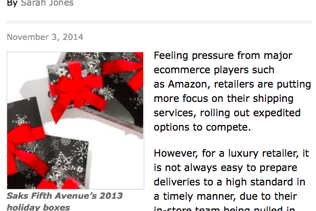 Screenshot of a 2014 article: Wrap and Send prioritizes packaging to deliver on standard