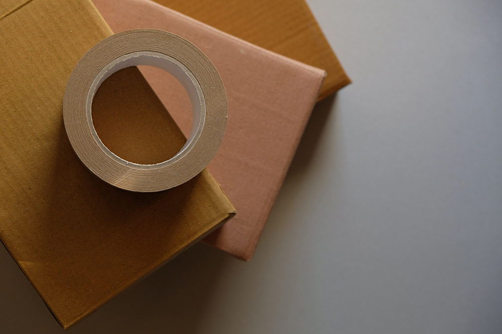 cardboard boxes and tape