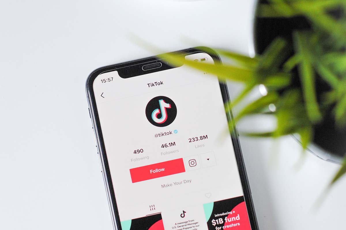 smart phone with the TikTop app open